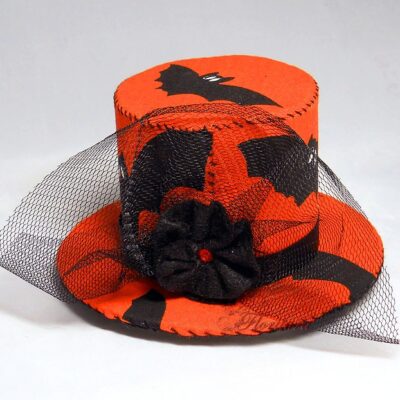 Halloween-H&uuml;tchen orange mit Flederm&auml;usen